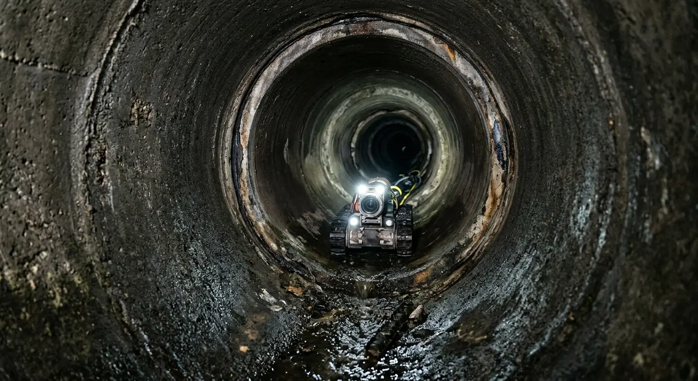 Robotic sewer camera inspecting pipe interior for Drain Snake Service in Milton